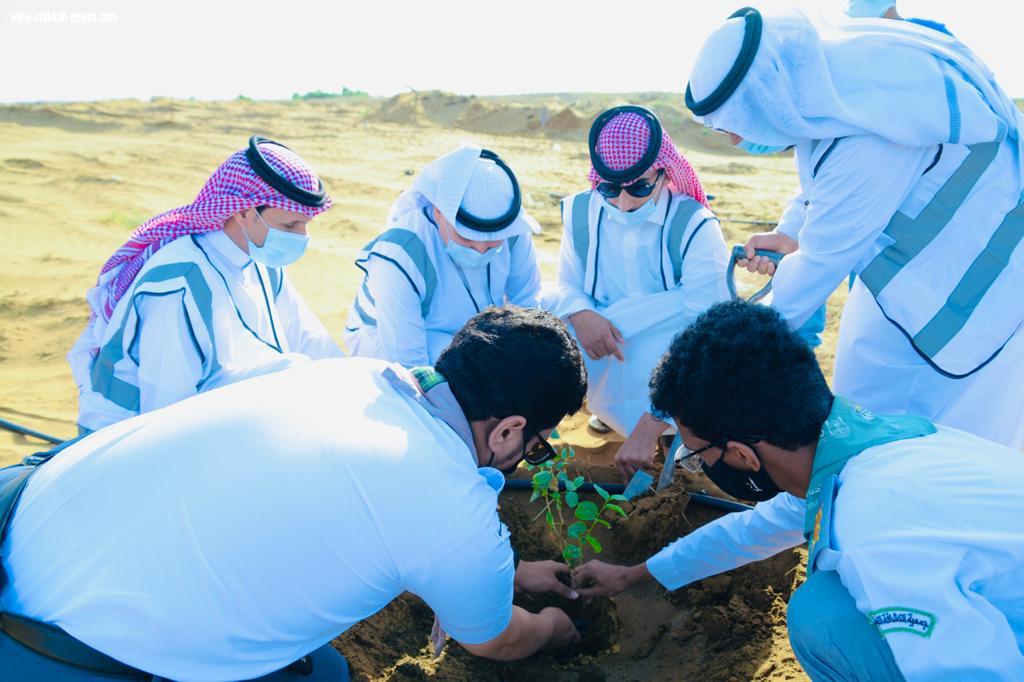 مكتب وزارة الرياضة بمنطقة جازان يشارك في حملة التشجير لنجعلها خضراء بمدينة جيزان
