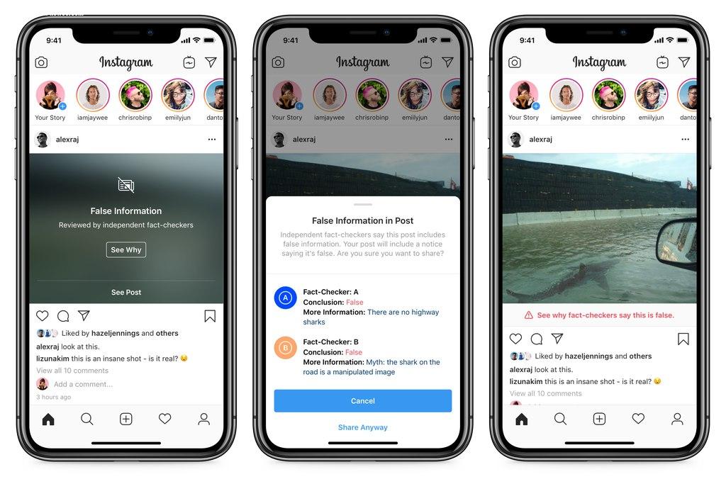 تطبيق انستجرام سيخبرك إذا كان المحتوى المنشور من فيس بوك خاطئ أو مخالف