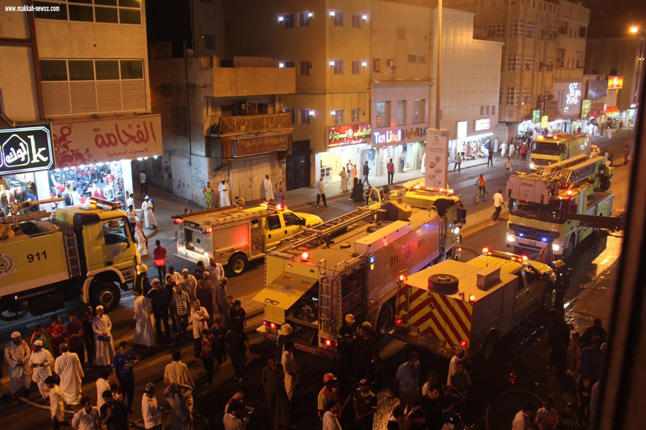 مدني العاصمة المقدسة يحتوي حريق في محلين بحجون مكة دون اصابات